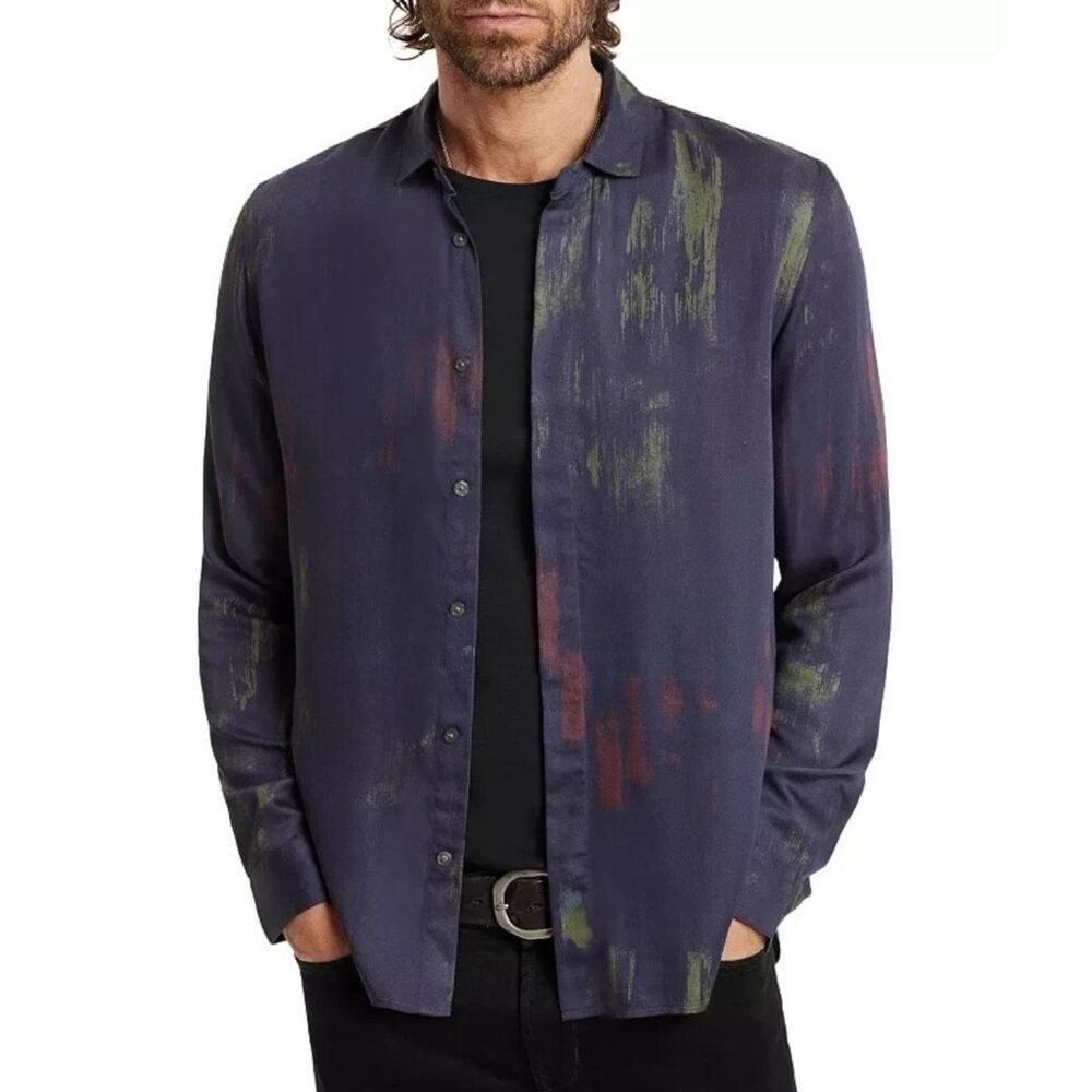 New John Varvatos - S Rodney Twilight Button Up Sport Shirt Mens $228